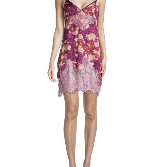 Intimately Free People Sunfade Floral Print Slip Dress Pink Size Small - Picture 2 of 5